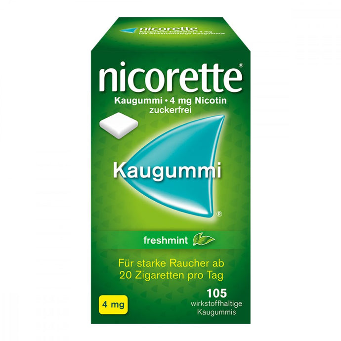 نيكوريت علكة مضغ 4 مجم بنكهة النعناع الطازج (105 قطعة) - Nicorette Chewing Gum 4 mg Fresh Mint (105 pieces)