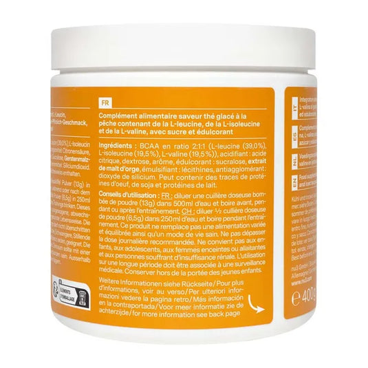 نو3 مسحوق بي سي إيه إيه بنكهة آيس تي الخوخ 400 جم - nu3 BCAA Powder Iced Tea Peach Flavour 400 Gm