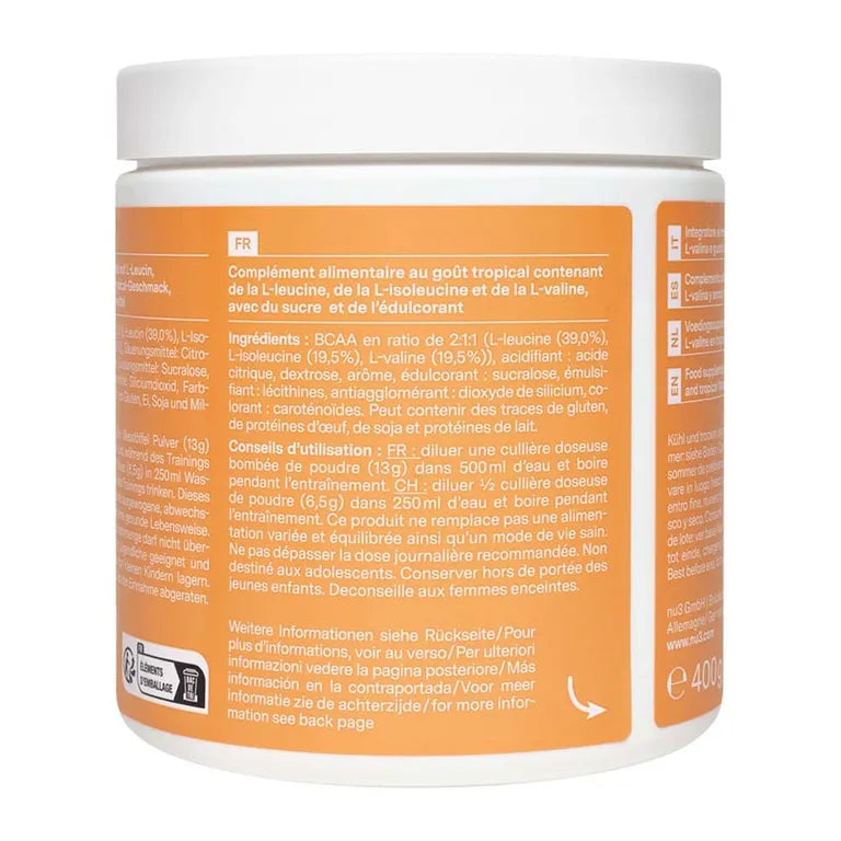 نو3 مسحوق بي سي إيه إيه بنكهة استوائية 400 جم - nu3 BCAA Powder Tropical Flavour 400 Gm