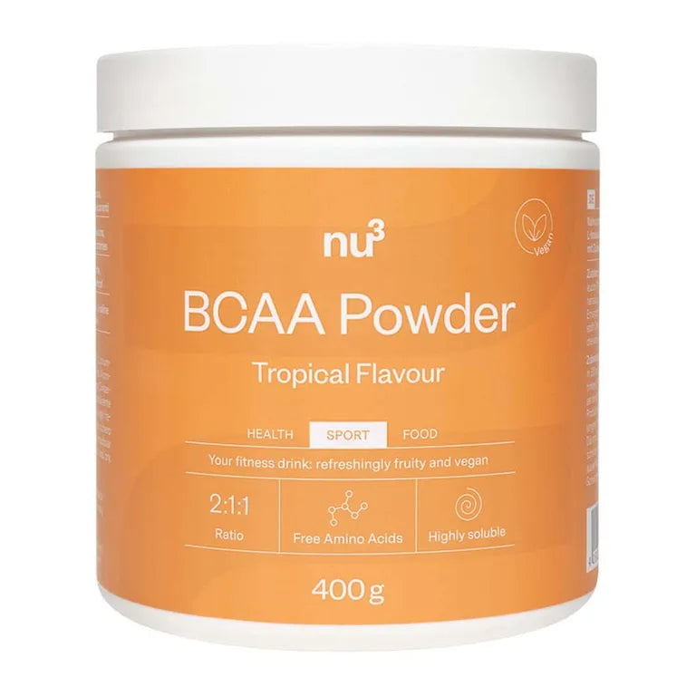 حميل الصورة في عارض المعرض ، نو3 مسحوق بي سي إيه إيه بنكهة استوائية 400 جم - nu3 BCAA Powder Tropical Flavour 400 Gm
