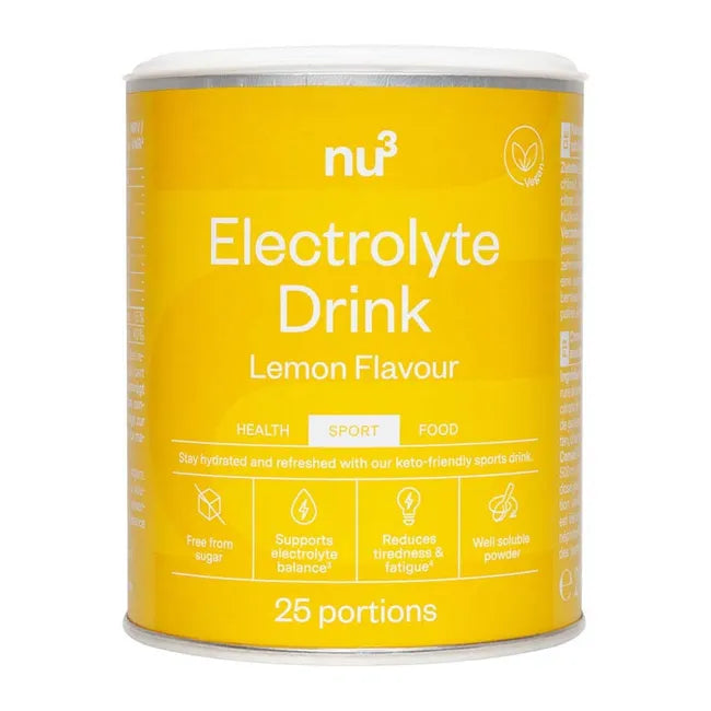 حميل الصورة في عارض المعرض ، نو3 مشروب إلكترولايت بنكهة الليمون 250 جم - nu3 Electrolyte Drink 250 Gm Lemon

