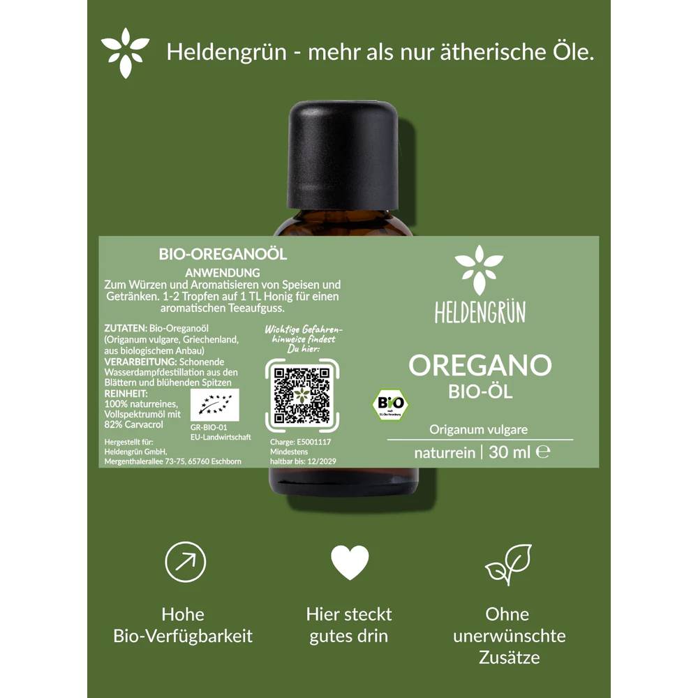 زيت الأوريجانو العضوي هيلدينغرون 30 مل - Heldengrün Organic Oregano Oil 30 ml