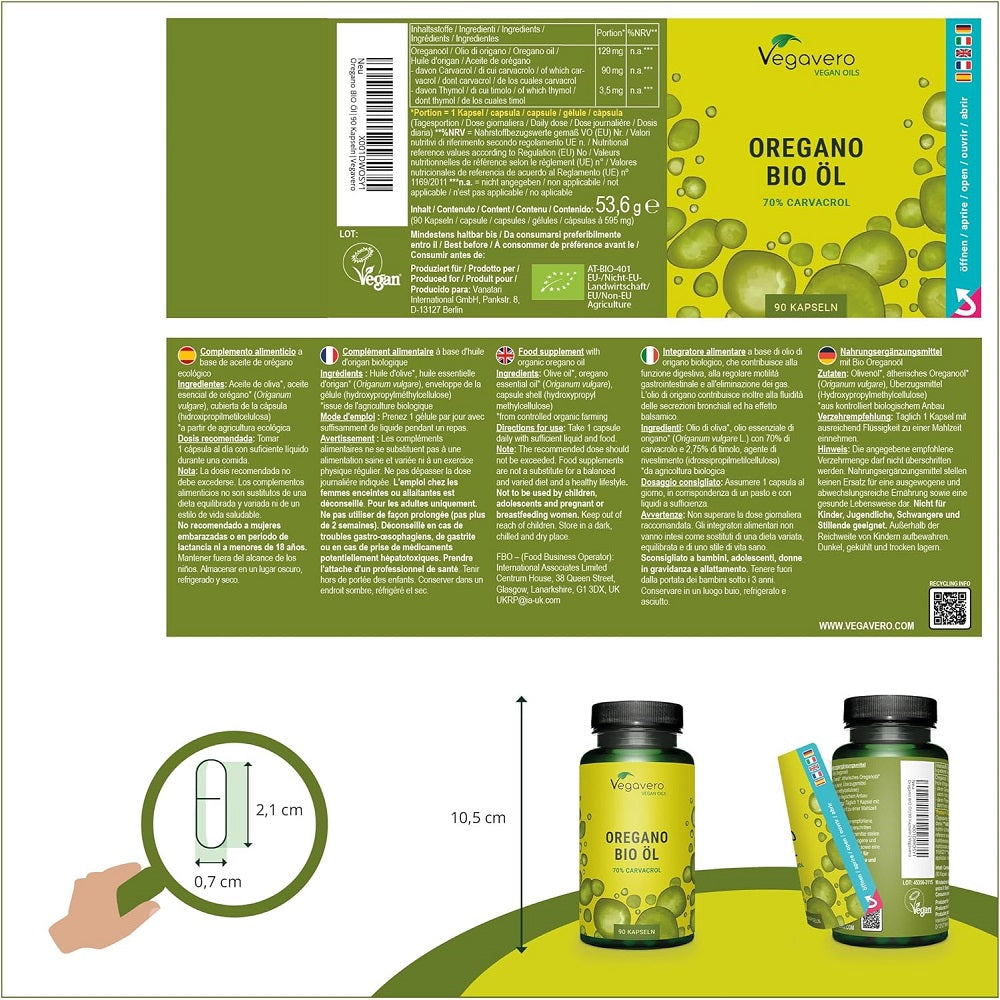 Vegavero Organic Oregano Oil 90 Capsules