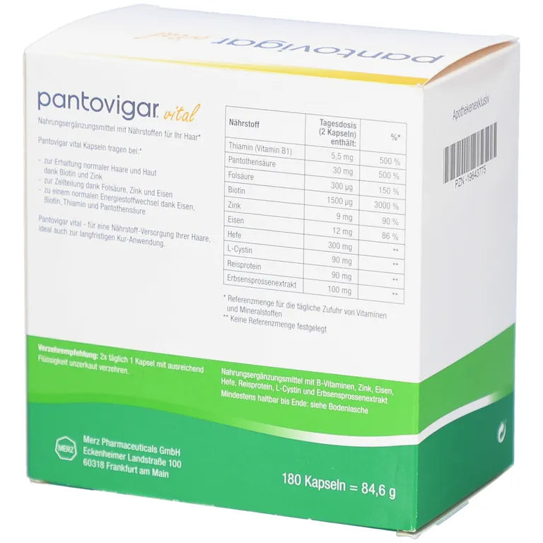 حميل الصورة في عارض المعرض ، بانتوجار الألماني 180 كبسولة - Pantovigar Vital 180 Caps
