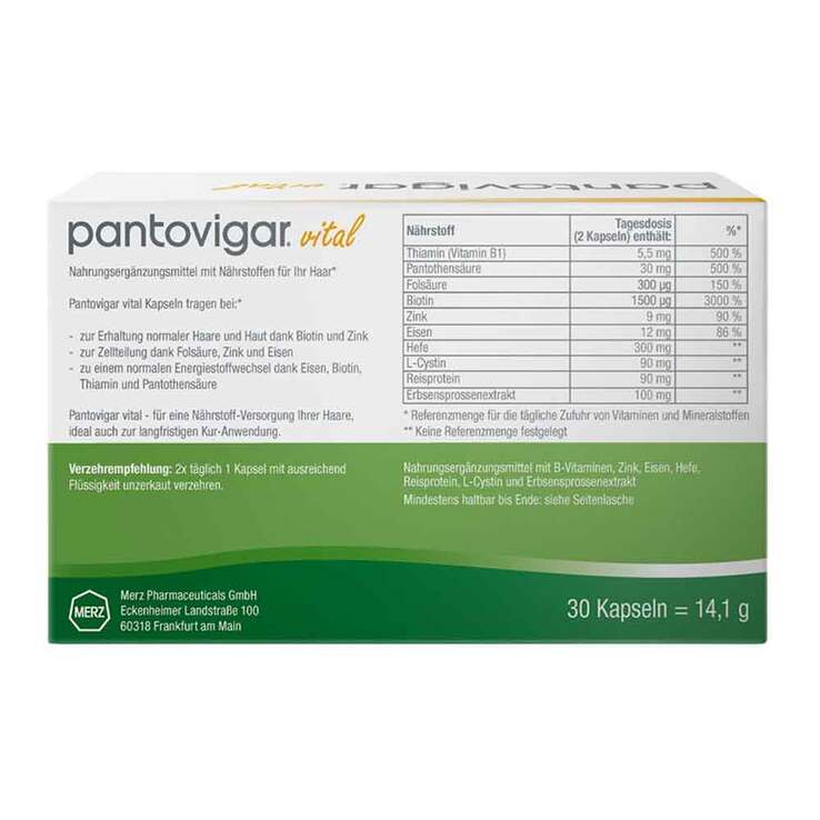 حميل الصورة في عارض المعرض ، بانتوجار الألماني 30 كبسولة - Pantovigar Vital 30 Caps
