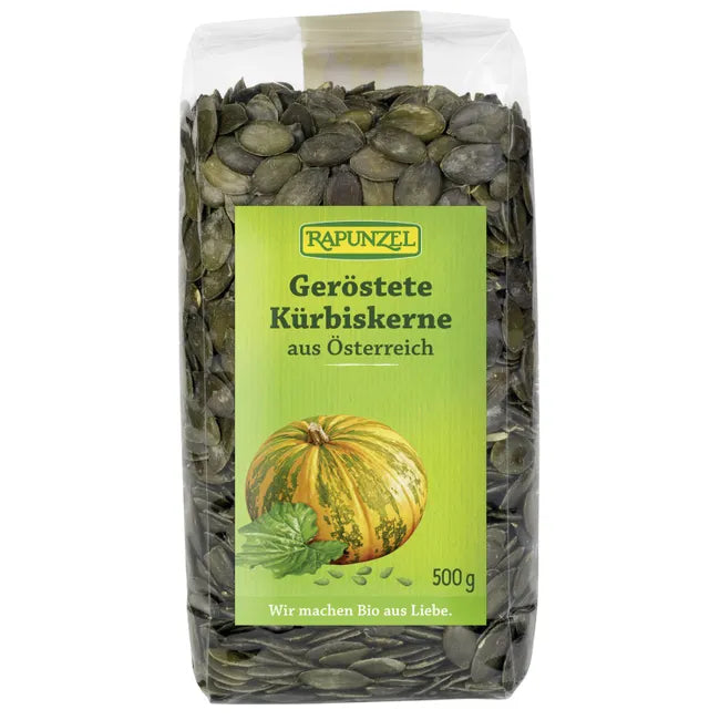 رابونزل بذور اليقطين العضوية المحمصة 500 جم - RAPUNZEL organic roasted pumpkin seeds 500 Gm
