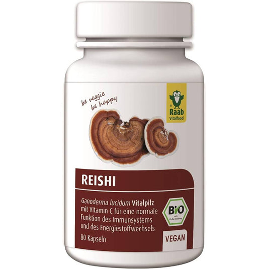 فطر ريشي العضوي 80 كبسولة - Raab Vitalfood Organic Reishi 80 Capsules