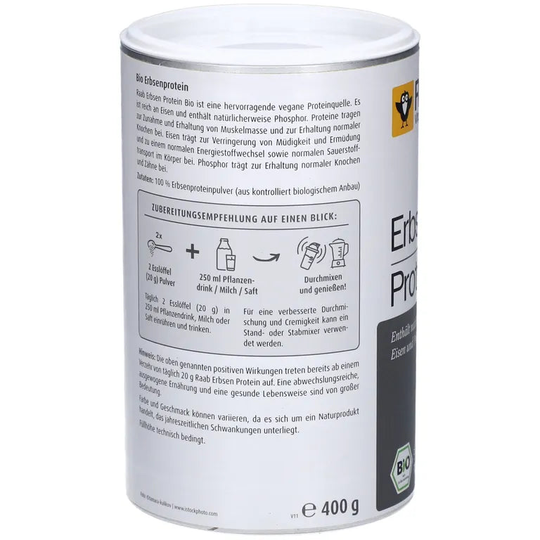 Raab Vitalfood Organic Pea Protein Powder 400 grams