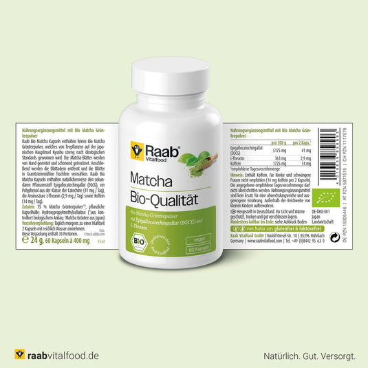 Raab Vitalfood Matcha Organic 60 Capsules