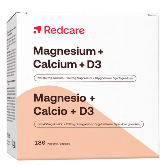 ريدكير مغنيسيوم + كالسيوم + د3 180 كبسولة - Redcare Magnesium + Calcium + D3 180 Capsules