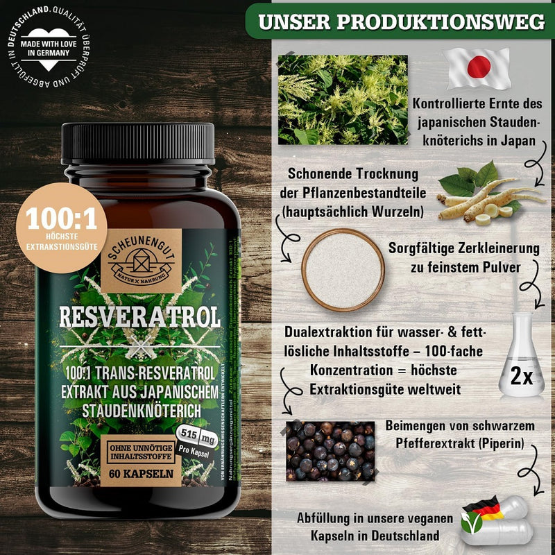 حميل الصورة في عارض المعرض ، ريسفيراترول طبيعي 60 كبسولة - SCHEUNENGUT Resveratrol 60 Capsules
