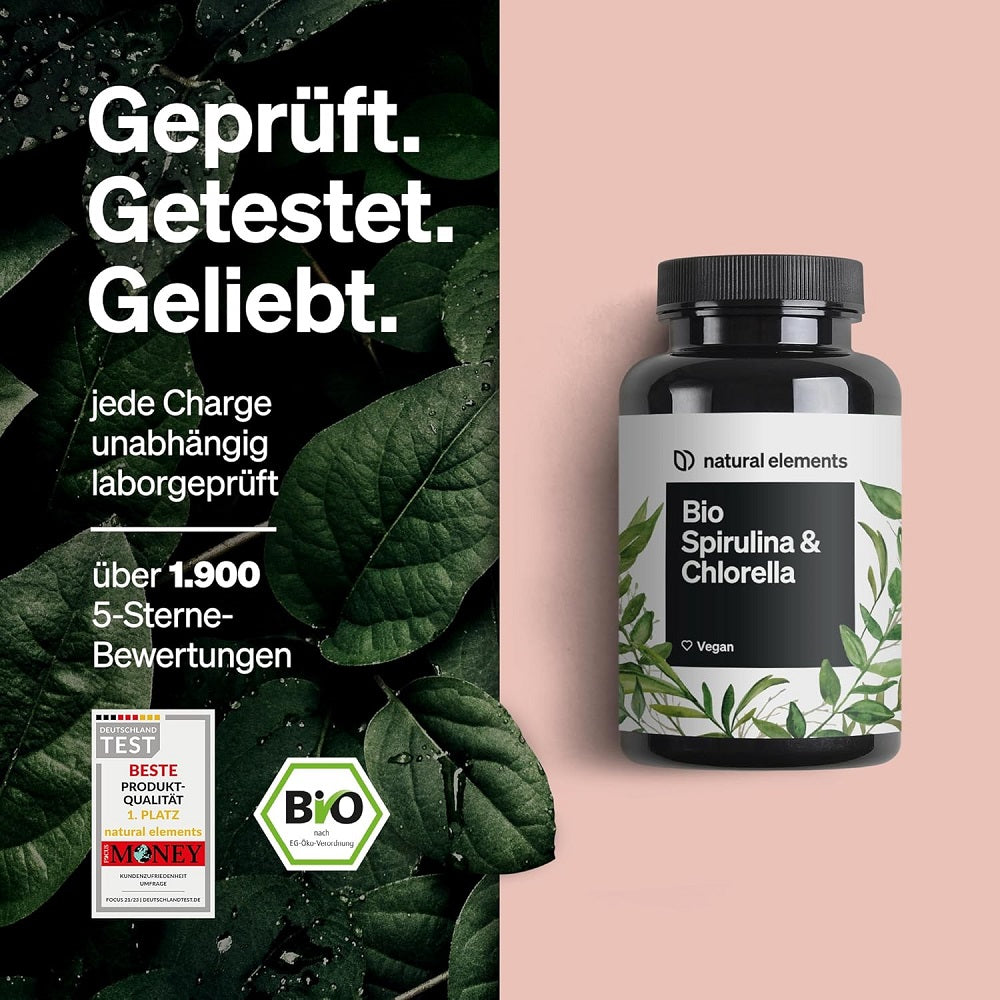 ناتشورال إليمنتس سبيرولينا وكلوريلا عضوية 500 قرص - natural elements Organic Spirulina & Chlorella 500 Tablets