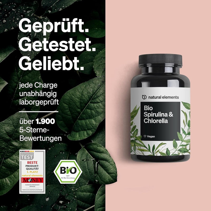 حميل الصورة في عارض المعرض ، ناتشورال إليمنتس سبيرولينا وكلوريلا عضوية 500 قرص - natural elements Organic Spirulina &amp; Chlorella 500 Tablets
