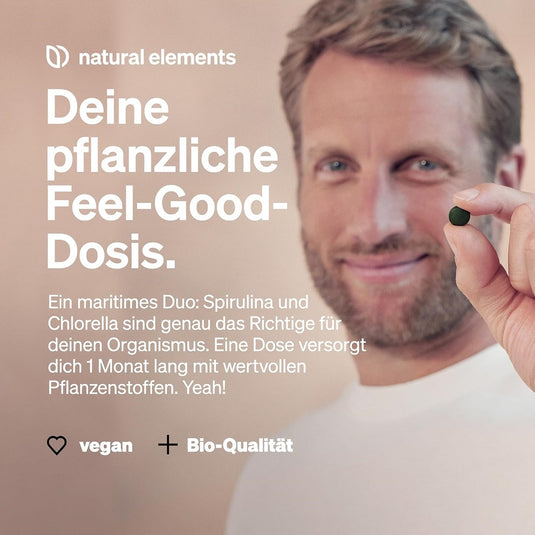 ناتشورال إليمنتس سبيرولينا وكلوريلا عضوية 500 قرص - natural elements Organic Spirulina & Chlorella 500 Tablets