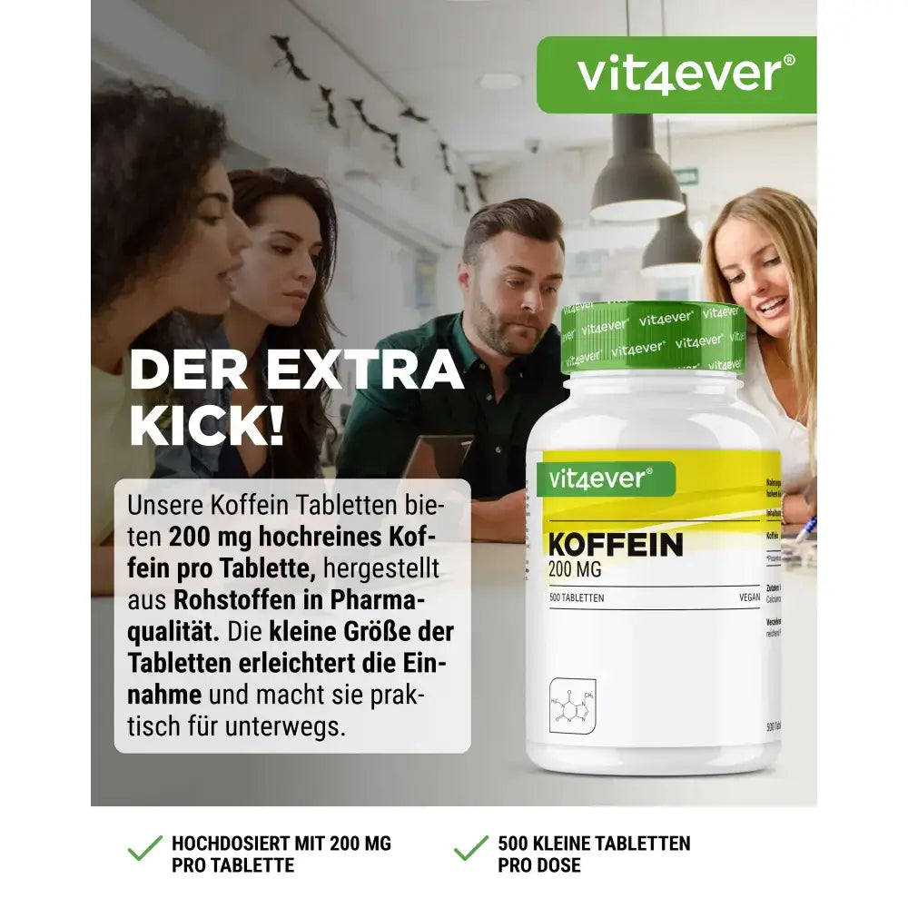 Vit4ever Caffeine 200 mg 500 Tablets