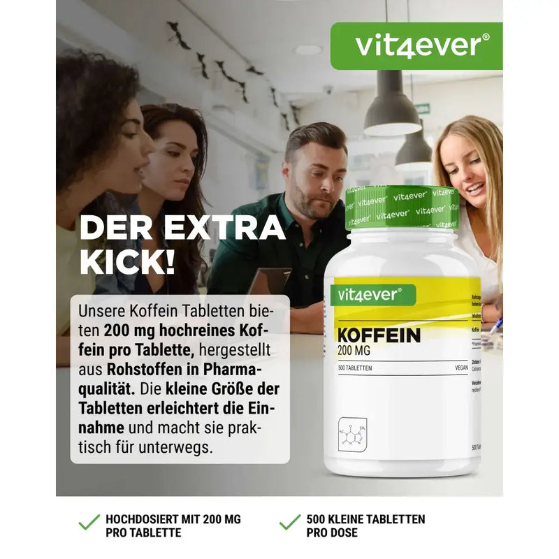 حميل الصورة في عارض المعرض ، فيت فور إيفر كافيين 200 مجم 500 قرص - Vit4ever Caffeine 200 mg 500 Tablets
