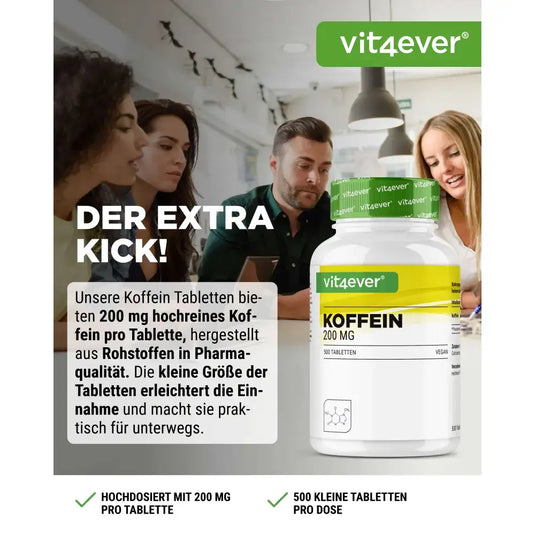 فيت فور إيفر كافيين 200 مجم 500 قرص - Vit4ever Caffeine 200 mg 500 Tablets