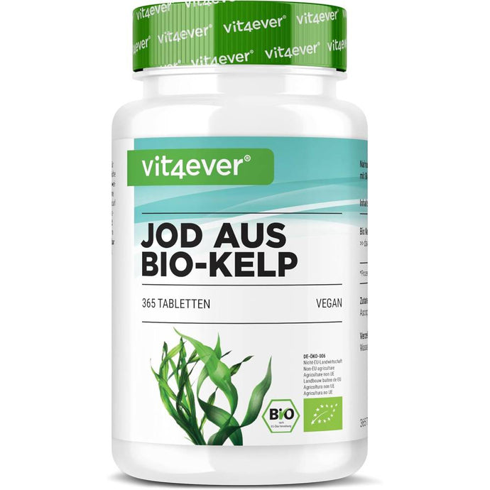 أقراص اليود الطبيعي 200 ميكج 365 قرص نباتي - ‎Vit4ever Natural IODINE from Organic Kelp 200 μg 365 Vegan Tabs