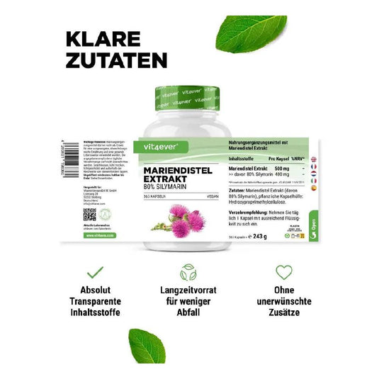حليب الشوك 500 ملج 180 كبسولة - Vit4ever Milk Thistle Extract 500 mg 180 Caps
