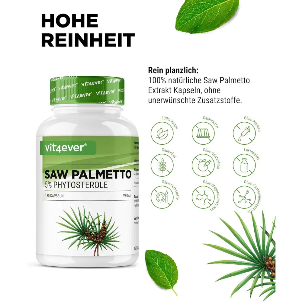 Vit4ever Saw Palmetto 500 Mg 180 Capsules - فيت فور إيفر ساو بالميتو 500 مجم 180 كبسولة