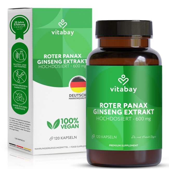 حميل الصورة في عارض المعرض ، فيتاباي خلاصة الجنسنغ الأحمر بانكس 600 مجم – 120 كبسولة - Vitabay Red Panax Ginseng Extract 600mg - 120 Capsules
