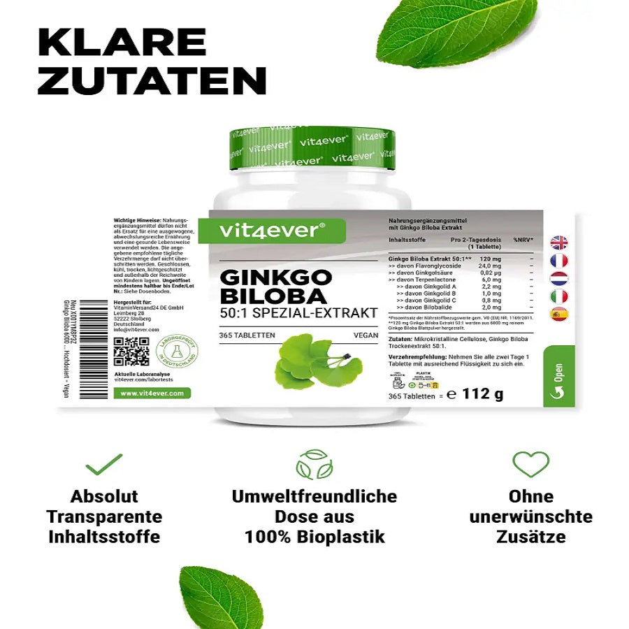 Vit4ever Ginkgo Biloba 6000, 360 Tablets