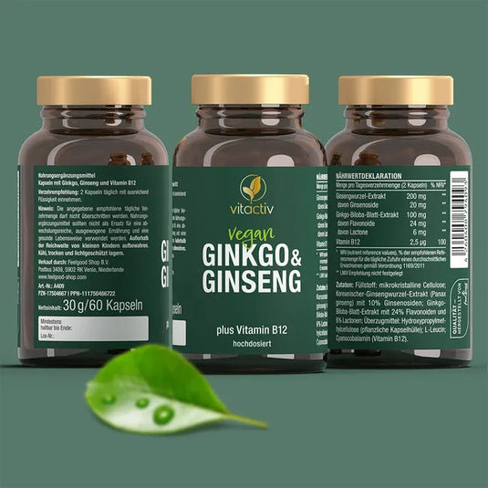 فيتاكتيف جينكو  جنسنغ مع ب12 – 60 كبسولة - Vitactiv Ginkgo, Ginseng, B12 60 caps