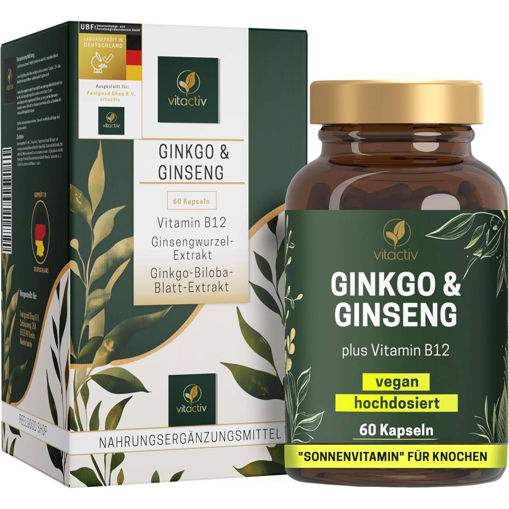 Vitactiv Ginkgo, Ginseng, B12 60 Capsules