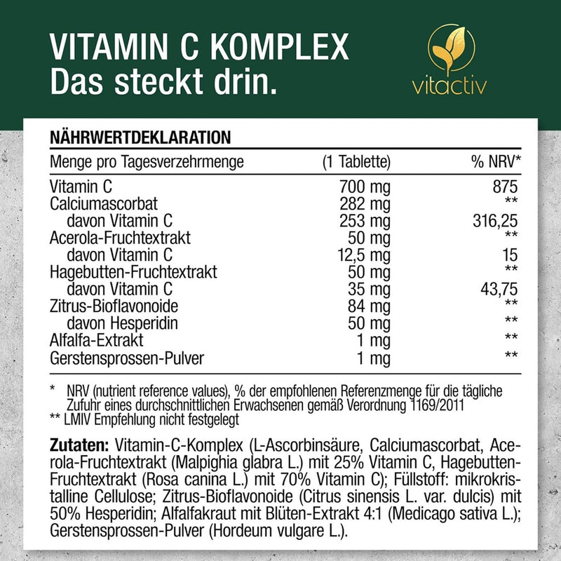 حميل الصورة في عارض المعرض ، فيتامين سي كومبلكس 1000ملج 100 قرص - Vitactiv VITAMIN C Complex 1000 mg 100 Tablets
