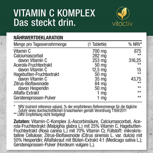 فيتامين سي كومبلكس 1000ملج 100 قرص - Vitactiv VITAMIN C Complex 1000 mg 100 Tablets