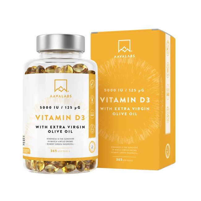 AAVALABS Vitamin D3 5000 IU 365 Capsules