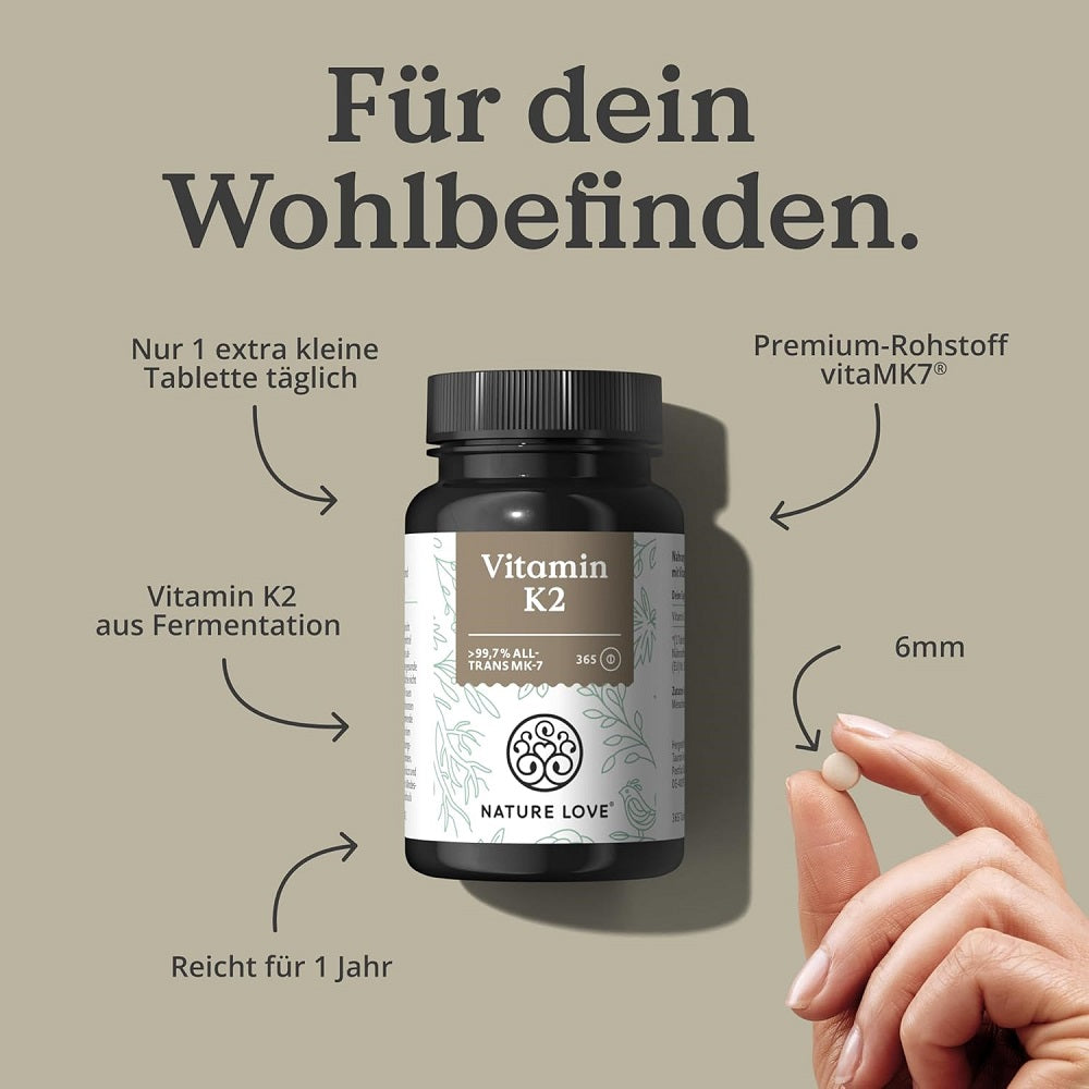 فيتامين ك2 نباتي 365 قرص - NATURE LOVE Vitamin K2 365 Tablets