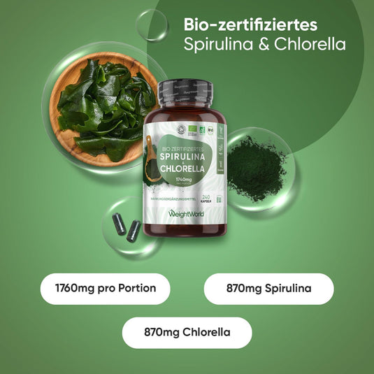 ويت وورلد سبيرولينا وكلوريلا عضوية 240 كبسولة - WeightWorld Organic Spirulina & Chlorella 240 Capsules