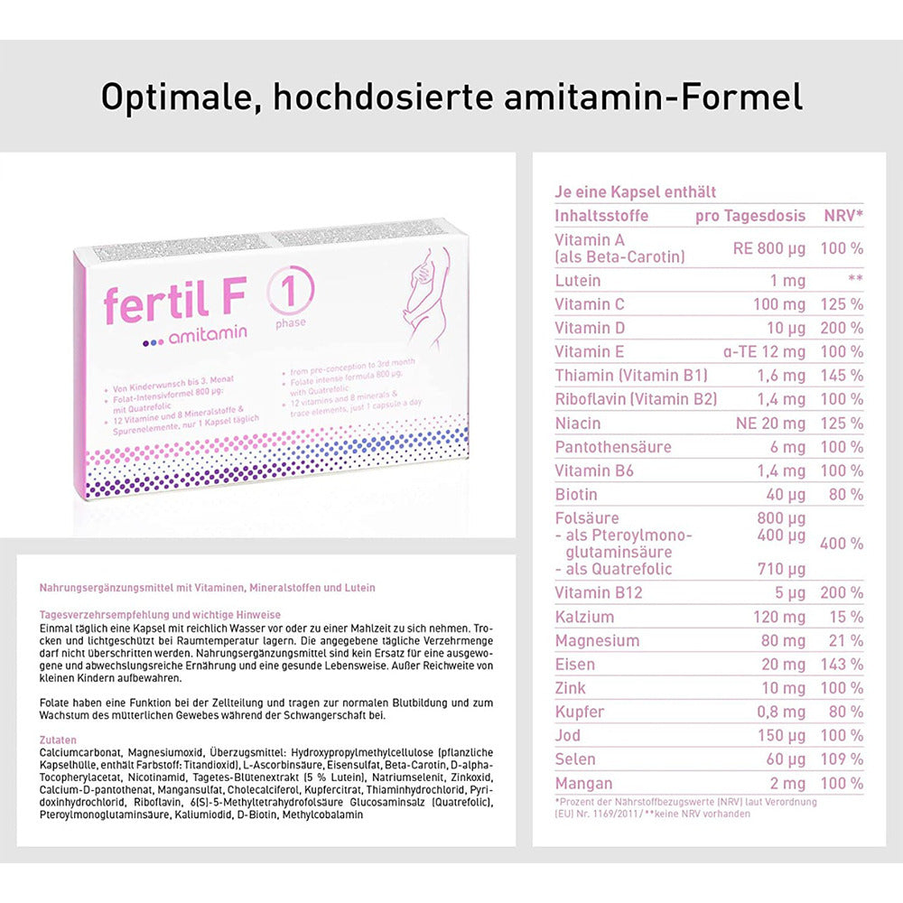 أميتامين فيرتيل اف مرحلة أولى 30 كبسولة - Amitamin fertil F phase 1 - 30 Caps - GermanVit - Saudi arabia