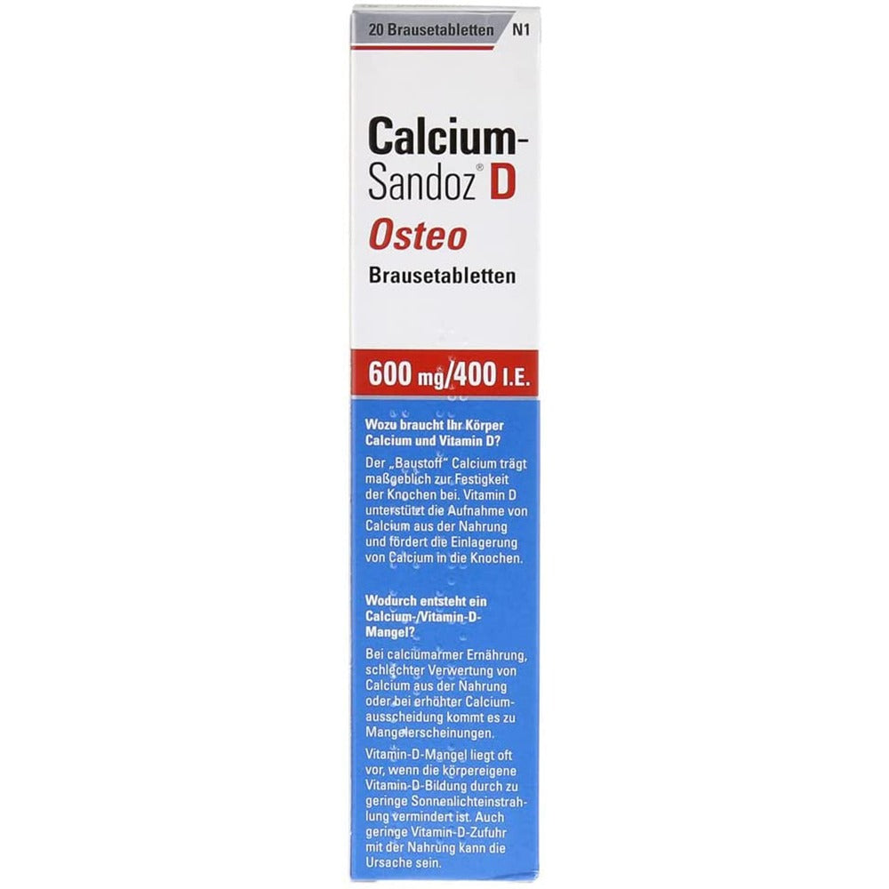 كالسيوم ساندوز د 20 قرص فوار - CALCIUM SANDOZ D Osteo 600 mg/400 I.E eff tablets - GermanVit - Saudi arabia