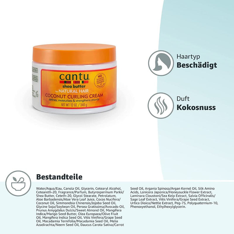 حميل الصورة في عارض المعرض ، كانتو كريم للشعر الكيرلي بالشيا وجوز الهند 340 جرام - Cantu Shea Butter COCONUT CURLING Cream 340 gm - GermanVit - Saudi arabia
