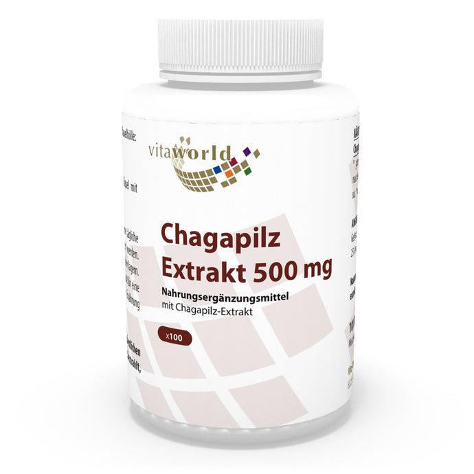 فطر تشاجا 500 ملج 100 كبسولة - VitaWorld Chaga Mushroom Extract 500 mg 100 Caps - GermanVit - Saudi arabia