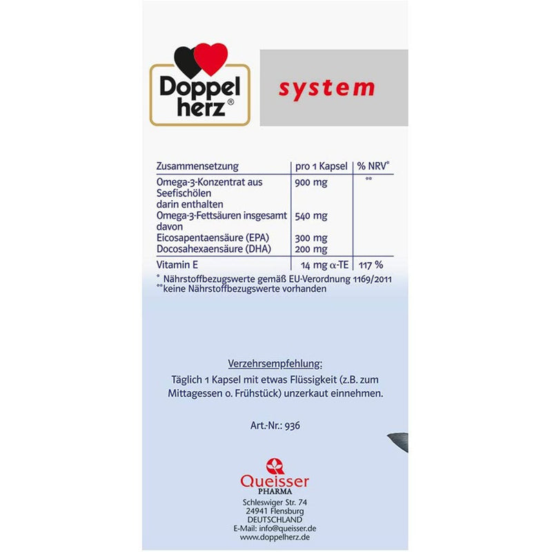 حميل الصورة في عارض المعرض ، دوبل هيرز أوميجا-3 كونسنترات 120 كبسولة - Doppelherz system OMEGA-3 concentrate 120 Caps - GermanVit - Saudi arabia
