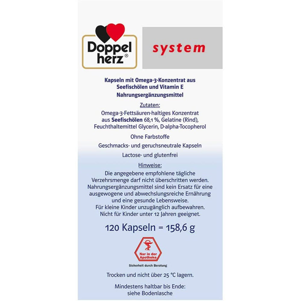 دوبل هيرز أوميجا-3 كونسنترات 120 كبسولة - Doppelherz system OMEGA-3 concentrate 120 Caps - GermanVit - Saudi arabia