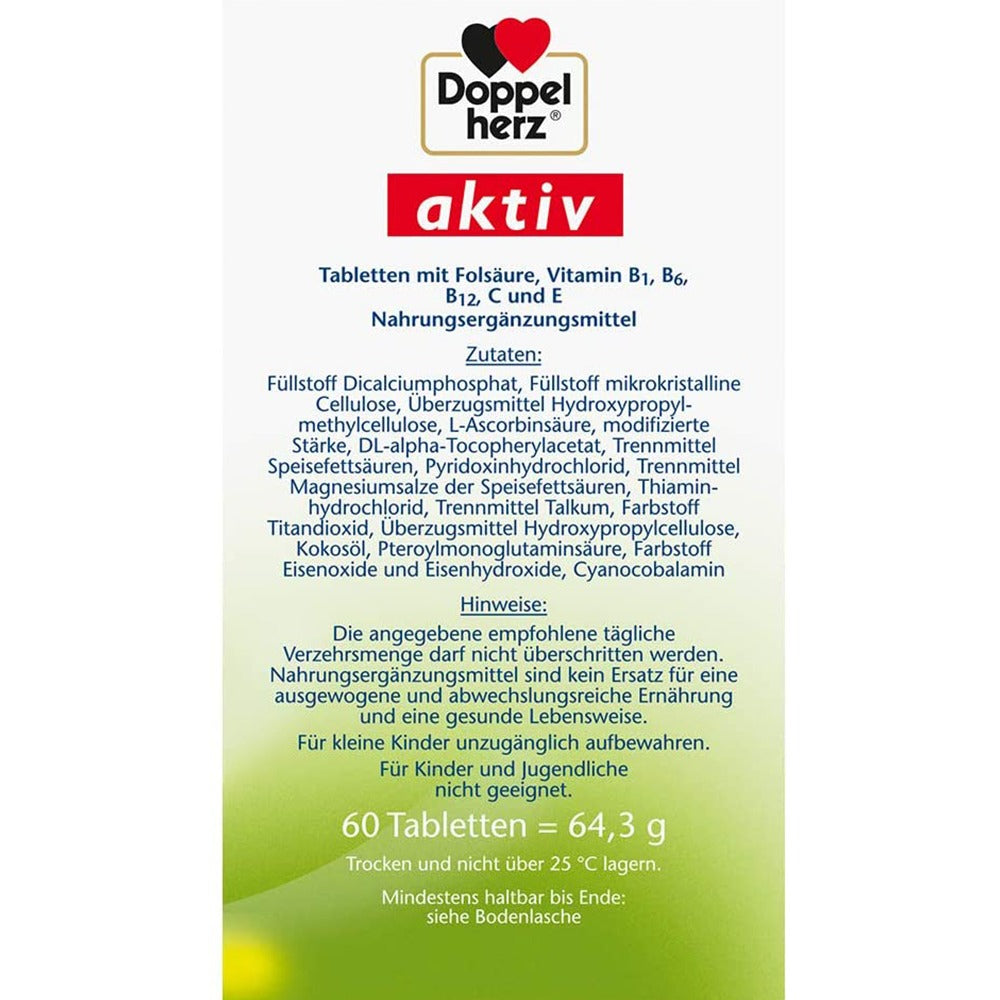 دوبل هيرز حمض الفوليك 800 ميكج 60 قرص - Doppelherz aktiv Folic Acid 800 μg 60 Tabs - GermanVit - Saudi arabia