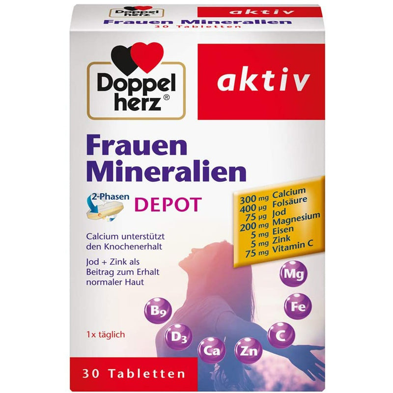 حميل الصورة في عارض المعرض ، دوبل هيرز معادن للمرأة 30 قرص - Doppelherz aktiv Women’s Minerals 30 Tabs - GermanVit - Saudi arabia
