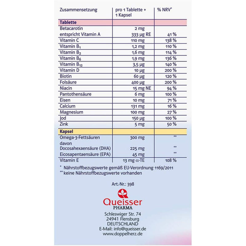 حميل الصورة في عارض المعرض ، دوبل هيرز أثناء الحمل والرضاعة 30 جرعة - Doppelherz system Pregnant Women + Mothers 30 Doses - GermanVit - Saudi arabia
