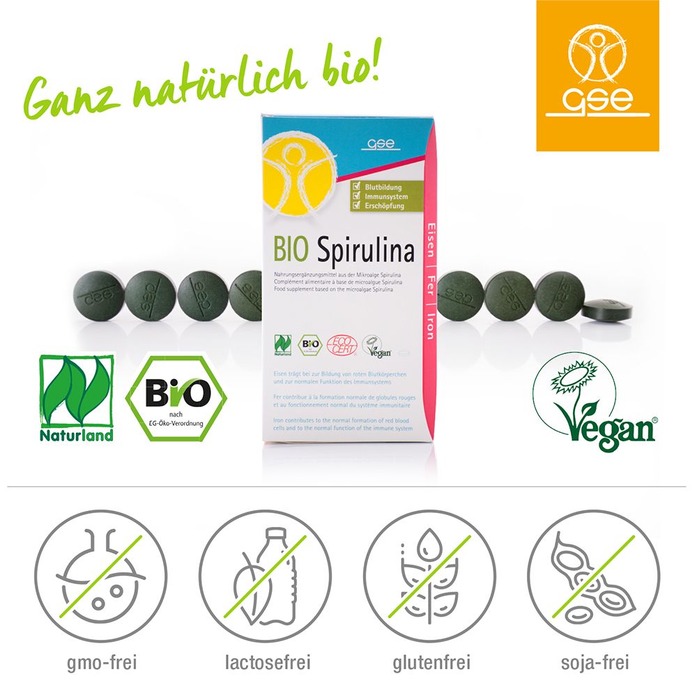 سبيرولينا عضوية 500 ملج 240 قرص - GSE BIO Spirulina 500 mg 240 Tabs - GermanVit - Saudi arabia