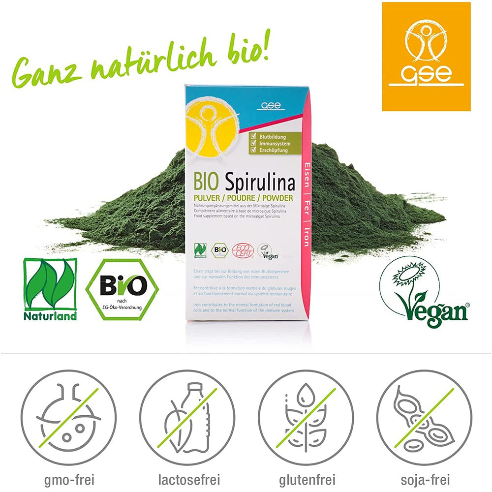 سبيرولينا عضوية بودرة 200 جرام - GSE BIO Spirulina Powder 200 gm - GermanVit - Saudi arabia