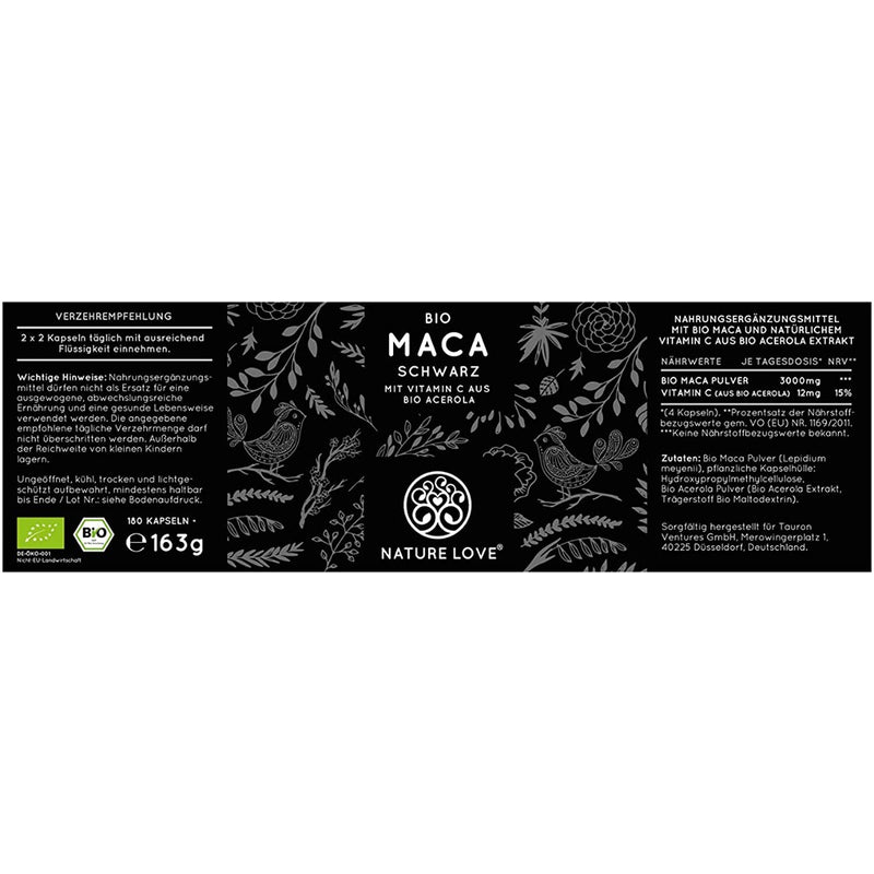 حميل الصورة في عارض المعرض ، الماكا السوداء العضوية 3000 ملج 180 كبسولة - NATURE LOVE Bio Organic Black MACA 3000 mg 180 Caps - GermanVit - Saudi arabia
