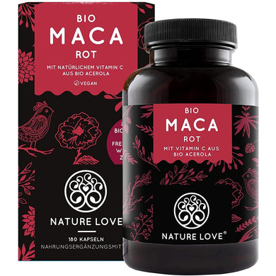 الماكا الحمراء العضوية 3000 ملج 180 كبسولة - NATURE LOVE Bio Organic Red MACA 3000 mg 180 Caps - GermanVit - Saudi arabia