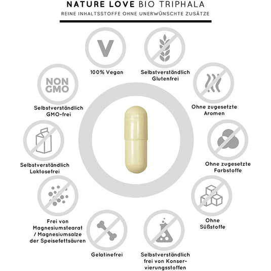 التريفالا العضوية 500 ملج 180 كبسولة - NATURE LOVE Bio Organic TRIPHALA 500 mg 180 Caps - GermanVit - Saudi arabia