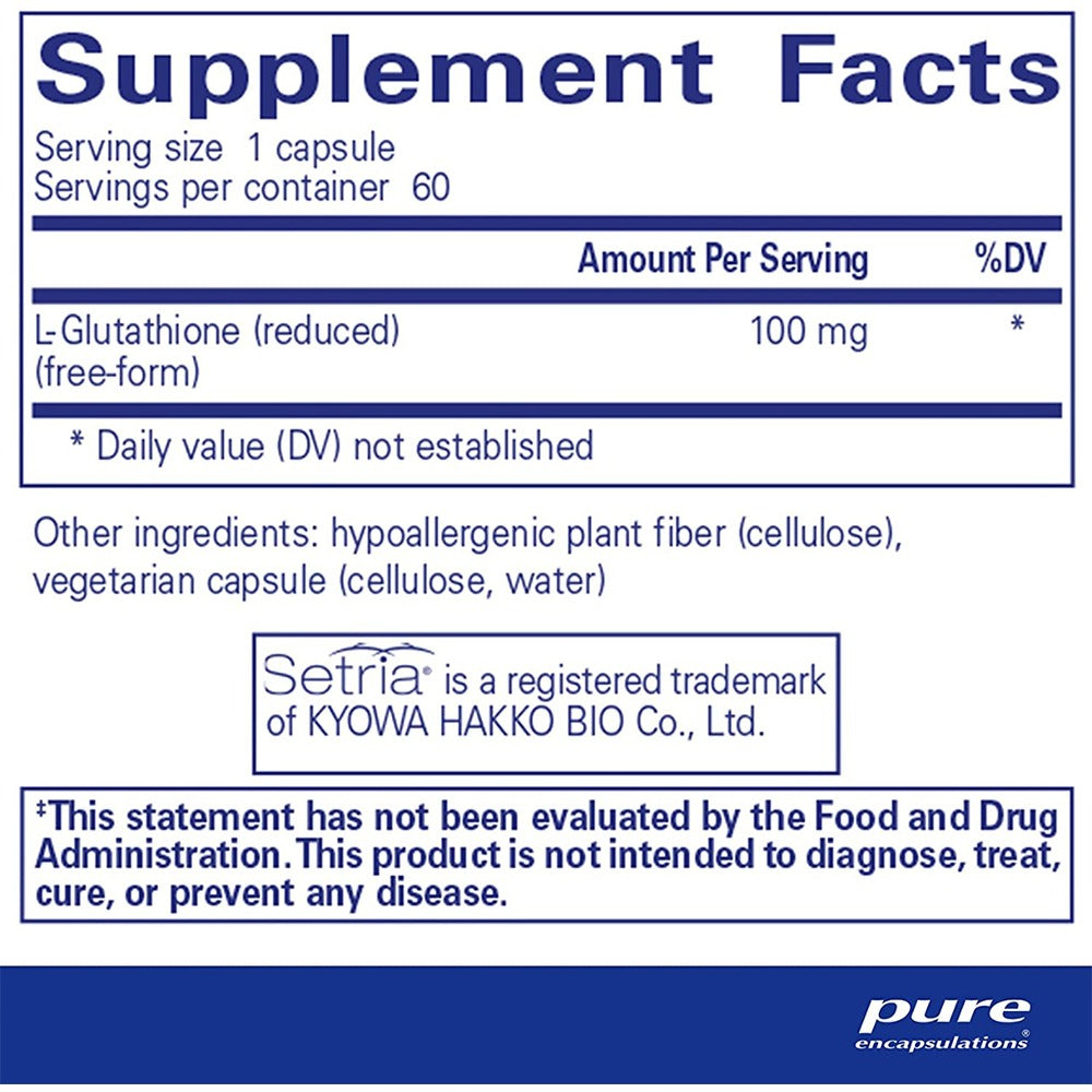 جلوتاثيون مختزل 100 ملج 60 كبسولة - Pure Encapsulations Reduced Glutathione 60 Caps - GermanVit - Saudi arabia