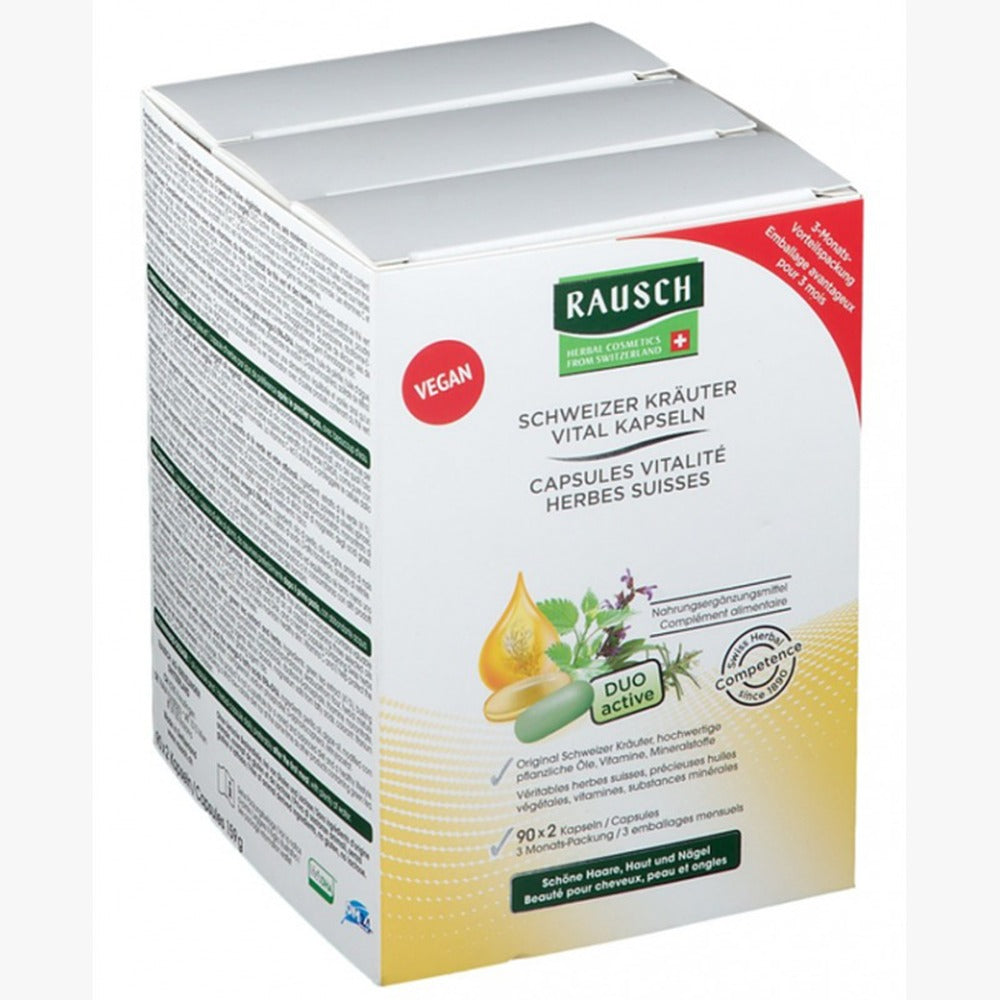 راوش فيتامينات الشعر والبشرة والأظافر كبسولات لمدة 3 شهور - RAUSCH Swiss Herbal Vitality Caps 3 Month Package - GermanVit - Saudi arabia