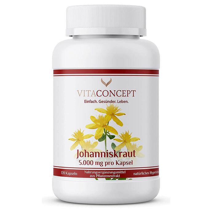 مستخلص عشبة سانت جون 5000 ملج 120 كبسولة - VITACONCEPT St. John's Wort 5000 mg 120 Caps - GermanVit - Saudi arabia
